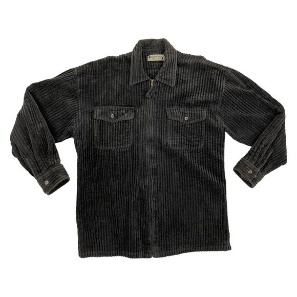 Vintage Mens Faded Black Corduroy Jacket Size Large/XL 1990s Waled Cotton